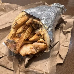 Classic chicken gyro with spicy feta