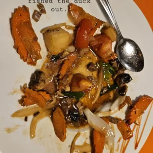 Veggies left after I fished out the duck (see prior pic).