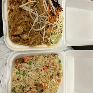 Pad Thai and chicken Teriyaki fried rice.