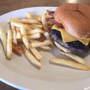 This is what a burger and fries look like there.