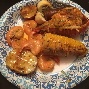 Lobster tail and shrimp bowl