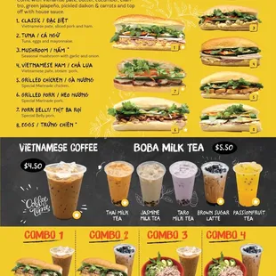 Sandwiches, Coffee, Boba, Combos