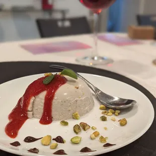 Here is a coconut Panna cotta we made for dessert