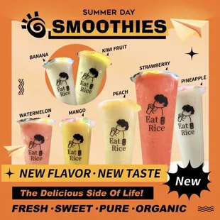 a variety of smoothie drinks