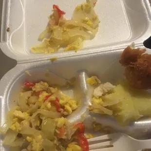 I bought ackee and salt fish I end up with an iota of ackee and onion people this is America food is cheap.