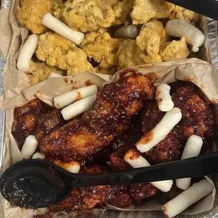 Chicken wings. Spice and non spicy with rice cake