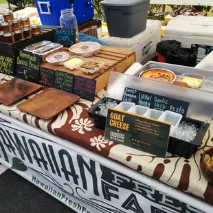 Goat cheese, salsa, and honey to taste @Hawaiian Fresh Farms booth