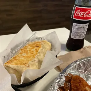 a sandwich and a soda