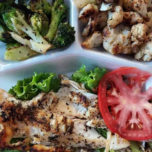 Grilled Haddock broccoli and cauliflower