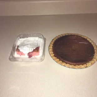 Strawberry cake and Bean pie. (Everything is made from scratch)