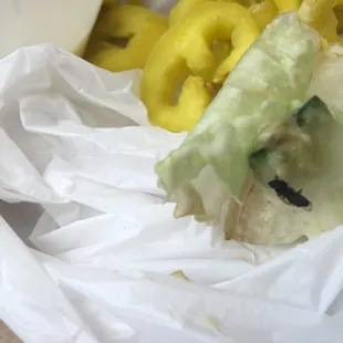 A dead bug in the Cobb salad takeout. First and last visit.