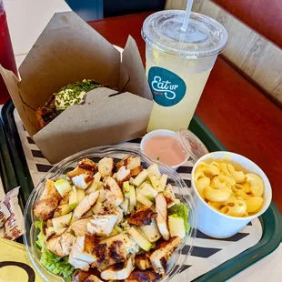 Baked Potato, Lemonade, Salad, Mac &amp; Cheese