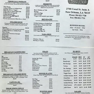 menu