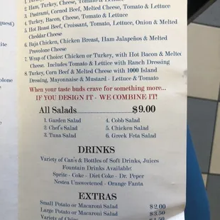 menu