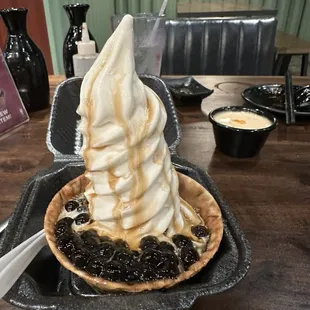 Great brown sugar boba ice cream dessert very generous portion