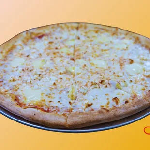 Four Cheese Pizza;(Quattro Formaggi Pizza)
Homemade pizza sauce, Fresh shredded Mozzarella cheese, Goat cheese, Camembert Cheese, Blue chee