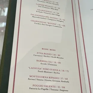 menu