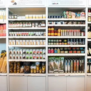 Authentic dried Afeltra pasta, Urbani truffles, assorted spices and seasonings, and other retail items at Eataly Las Vegas at Park MGM