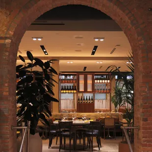 a view of a dining room