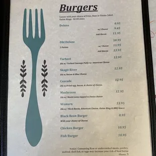 Menu: Burgers