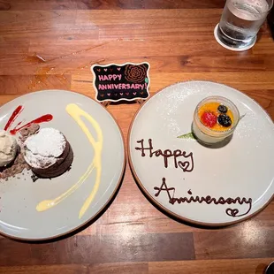 Chocolate soufflé and Passionfruit Panna Cotta