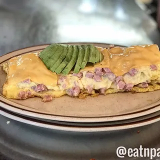 Ham, Avocado, and American Cheese Omelette