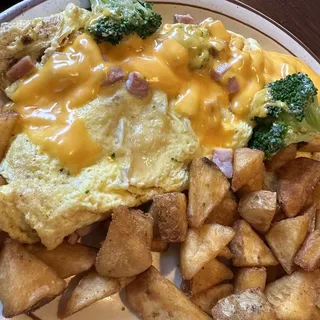 Fresh Broccoli, Ham and American Cheese Omelette