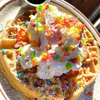 Fruity Pebbles Waffle with Strawberries