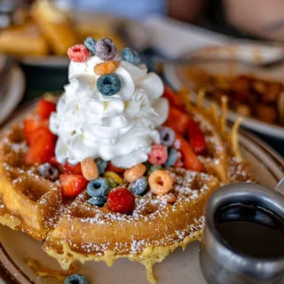 Froot Loops Waffle with Mixed Berries