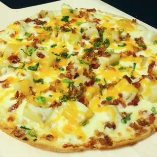 a close up of a pizza