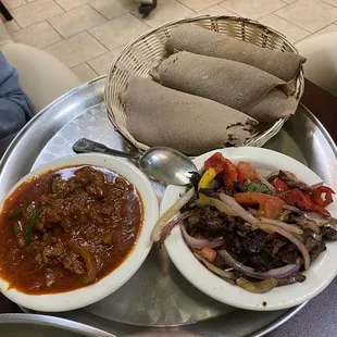 Tibs with awaze - lamb Tibs dry - beef