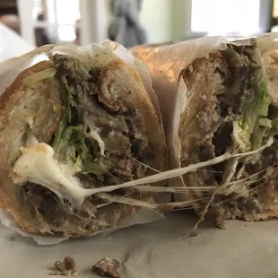 Cheesesteak Sub with lettuce, hots, onions, and lite mayo.