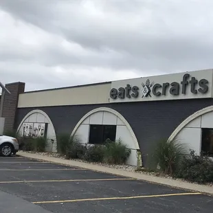 a car parked in front of a building