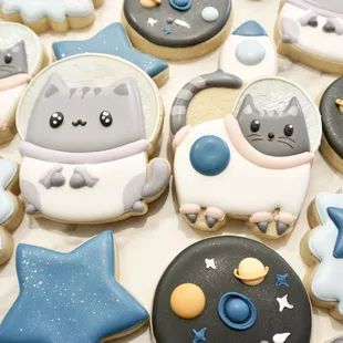 a variety of decorated cookies
