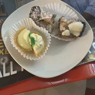 Key lime tart and cannoli.