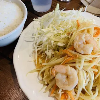 Som Tum with Sticky Rice Salad