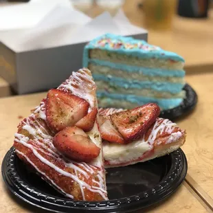 Confetti cake and strawberry cream cheese croissant