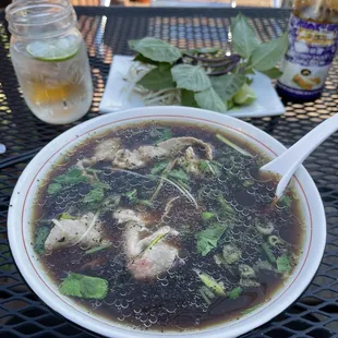 Pho with tender beef slices