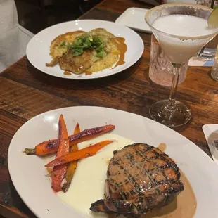 The Snapper with Risotto and the brine pork chop