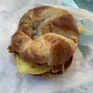 Bacon, egg &amp; cheese on a croissant