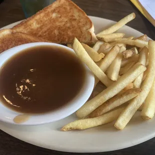 Grilled Cheese with fries and Gravy.