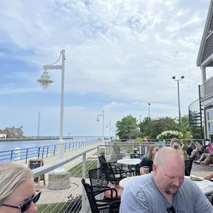 Outside dining. South Pier in Sheboygan - Lake Michigan