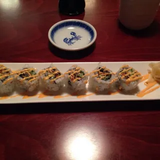 Spicy Salmon Skin with Cucumber Roll