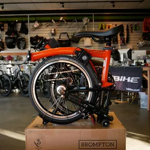 Brompton folding bike at Ebikes Hawaii Honolulu. photo taken by Morgan Williams.