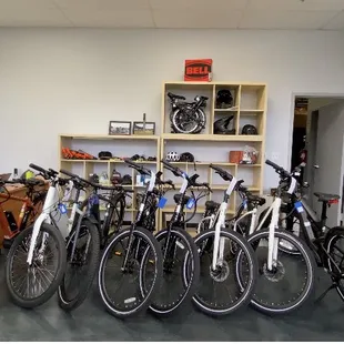 Kapolei shop and some commuter Ebikes, can you spot the Brompton?