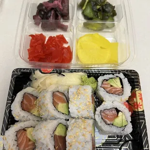 Pickled veggies and salmon roll