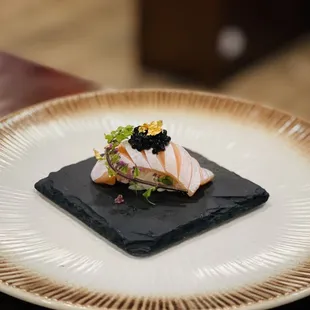 Sake toro nigiri  with caviar &amp; 14 gold flakes