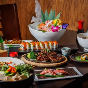 interior, sushi and sashimi