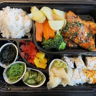 Salmon teriyaki bento