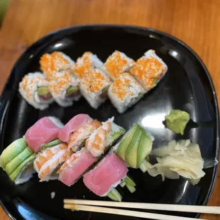 a plate of sushi